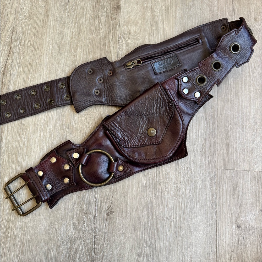 Brown Leather Festival Belt Bag